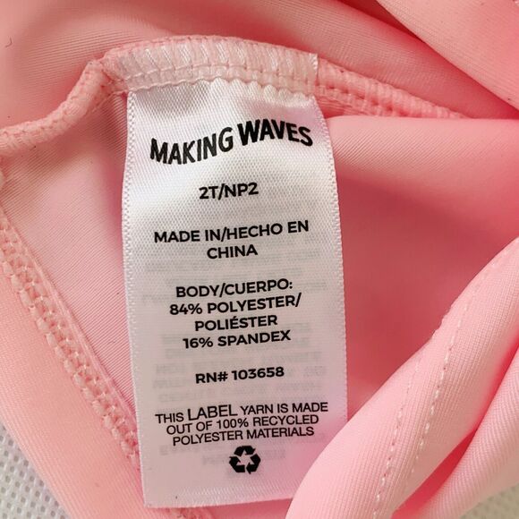Making Waves Rashguard Swim Shirt Baby Girl 2T Pink Yellow Lemon Short Sleeve - Picture 6 of 8